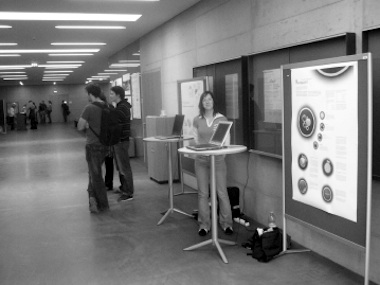 posters and animations being presented in the hall