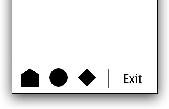 a hybrid toch sofkey line with 3 icons and a right softkey