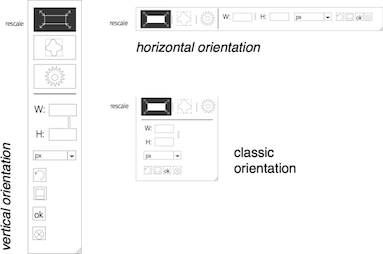 vertical, horizontal and square control layouts