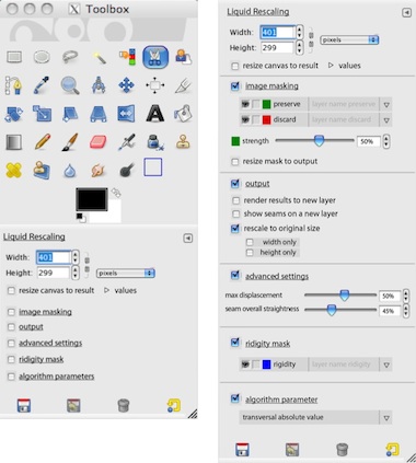 minimum and maximum tool options layouts