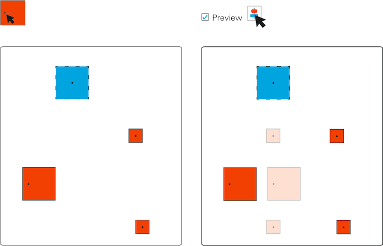 moving the centre point and a alignment preview