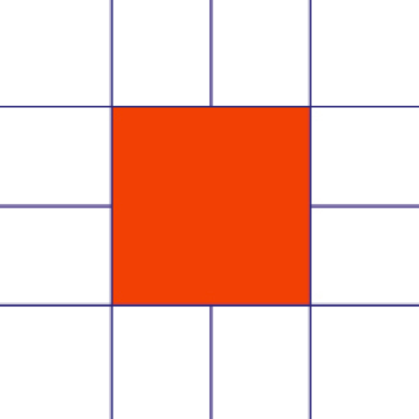 an object rectangle with lines going through the sides and centre