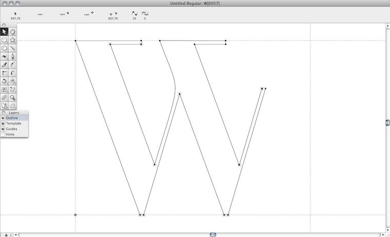 a big window with a glyph outline editor