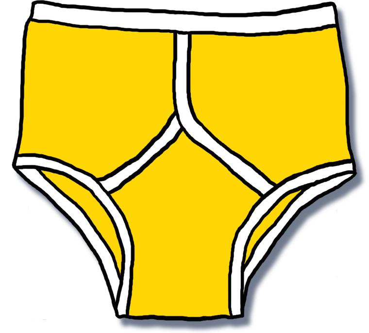 a pair of yellow, y-front underpants