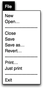 the file menu with just print in it