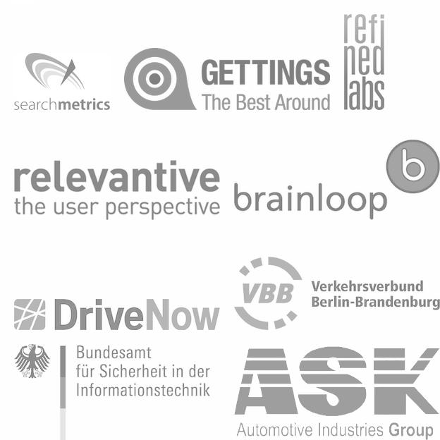 further clients include searchmetrics, gettings, refined labs,
		       relevantive, brainloop, drivenow, vbb, bsi and ask industries